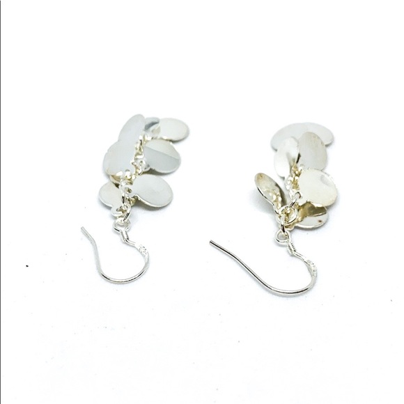 Silver small circle post Dangle earrings - Picture 3 of 9